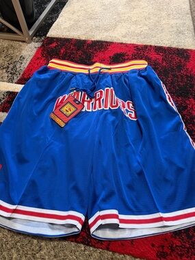 Just Don Blue Warriors Athletic Shorts with Red & White Trim